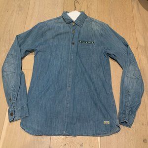 Scotch and Soda Men's Denim Bead Embroidered Shirt size Large